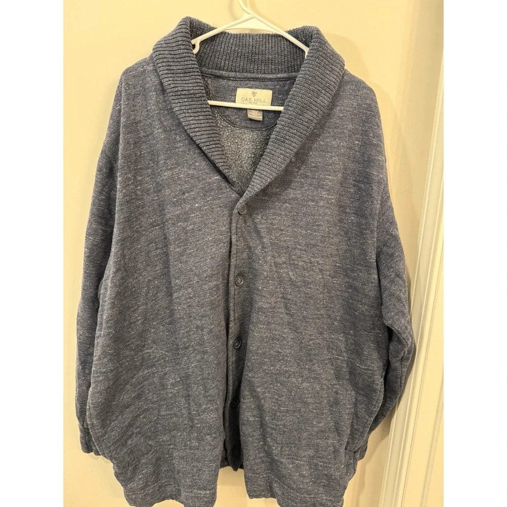 Oak‎ Hill cardigan shawl collar heather blue Men's size 2xl
